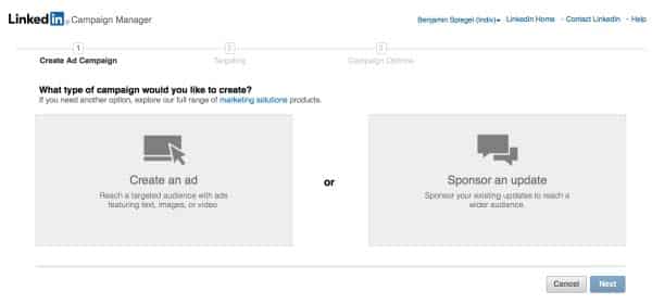 Выбор типа рекламных объявлений