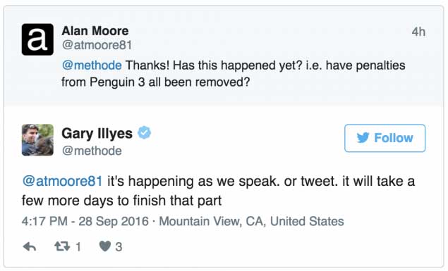 Сайты оштрафованные Penguin 3.0 в течении нескольких дней выйдут с под санкций