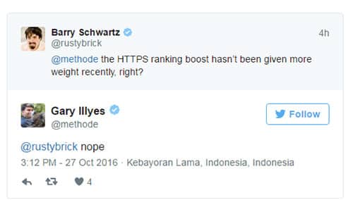 Комментарий Gary Illyes о ранжировании на https