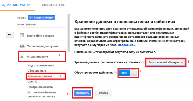 Обязательная правка в Google Analytics к 25 мая 2018 года