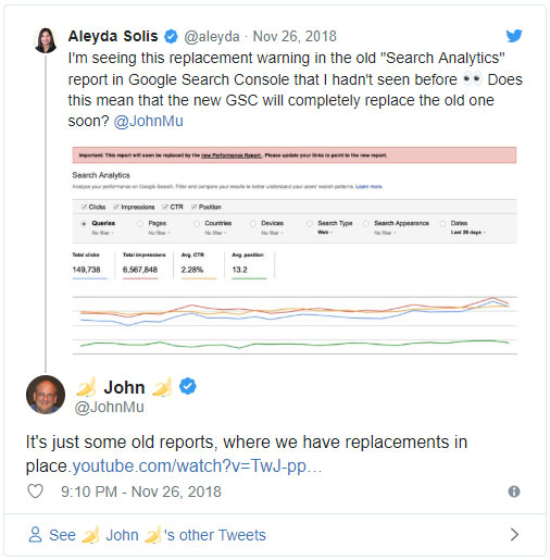 Google Search Console отключит отчет «Анализ поисковых запросов»