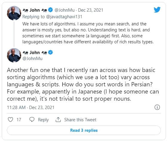 Некоторые поисковые алгоритмы Google работают не на всех языках